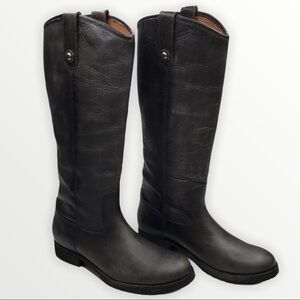 FRYE Melissa Lug Leather Tall Gray Boot sz 7.5